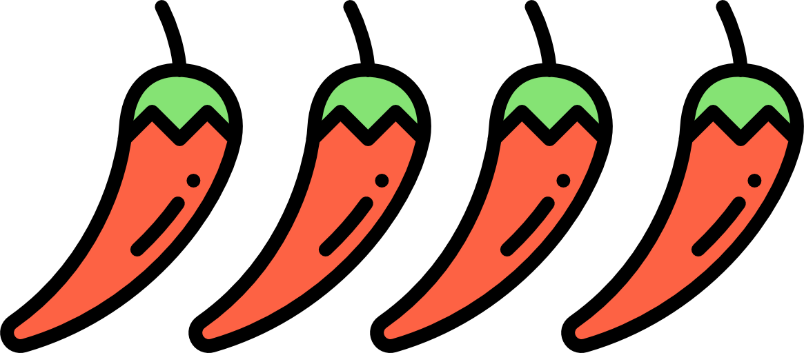 A group of chili peppers with one green and red pepper.